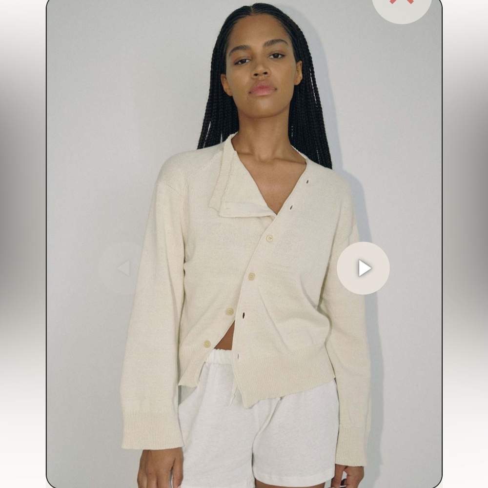 Boheme Asymmetric Knit Oat Cream Cardigan Sweater